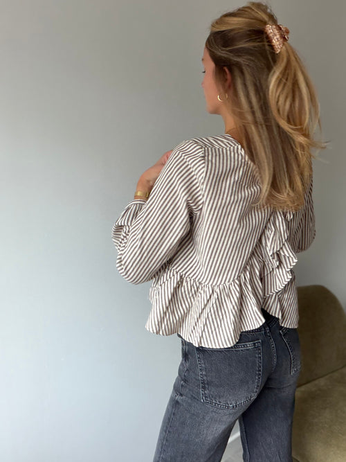 Blouse ALIX - Rayée marron & beige