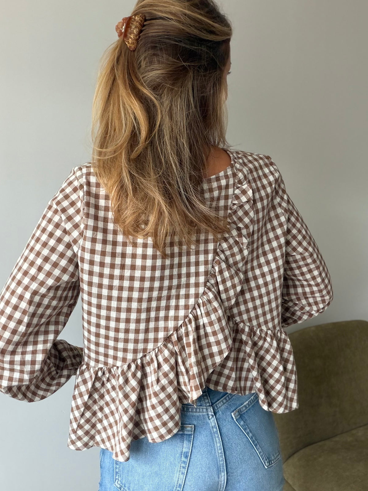 Blouse OLIVIA - Vichy marron