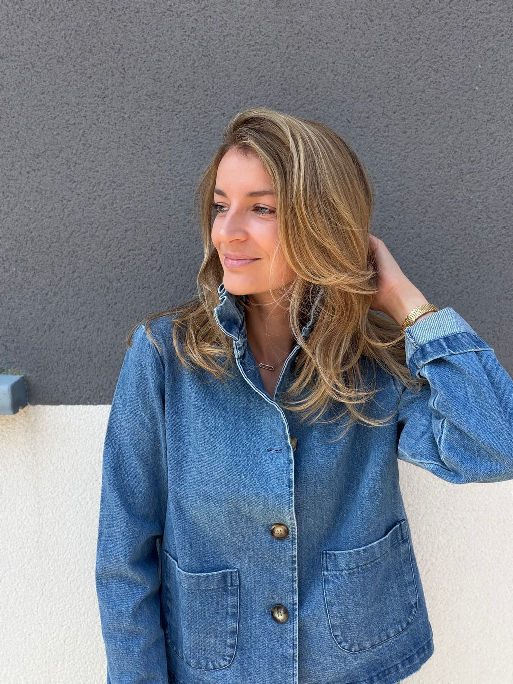 Veste en denim col victorien - SUZANNE