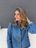 Veste en denim col victorien - SUZANNE
