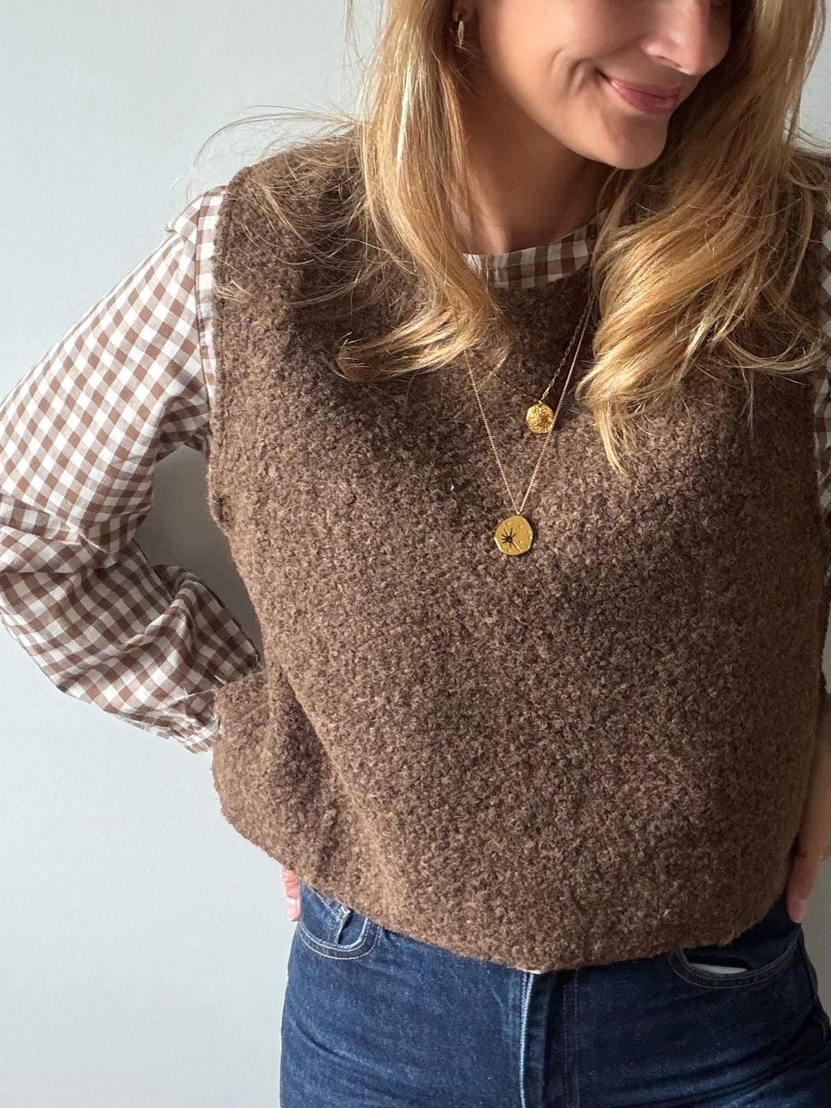 Blouse OLIVIA - Vichy marron