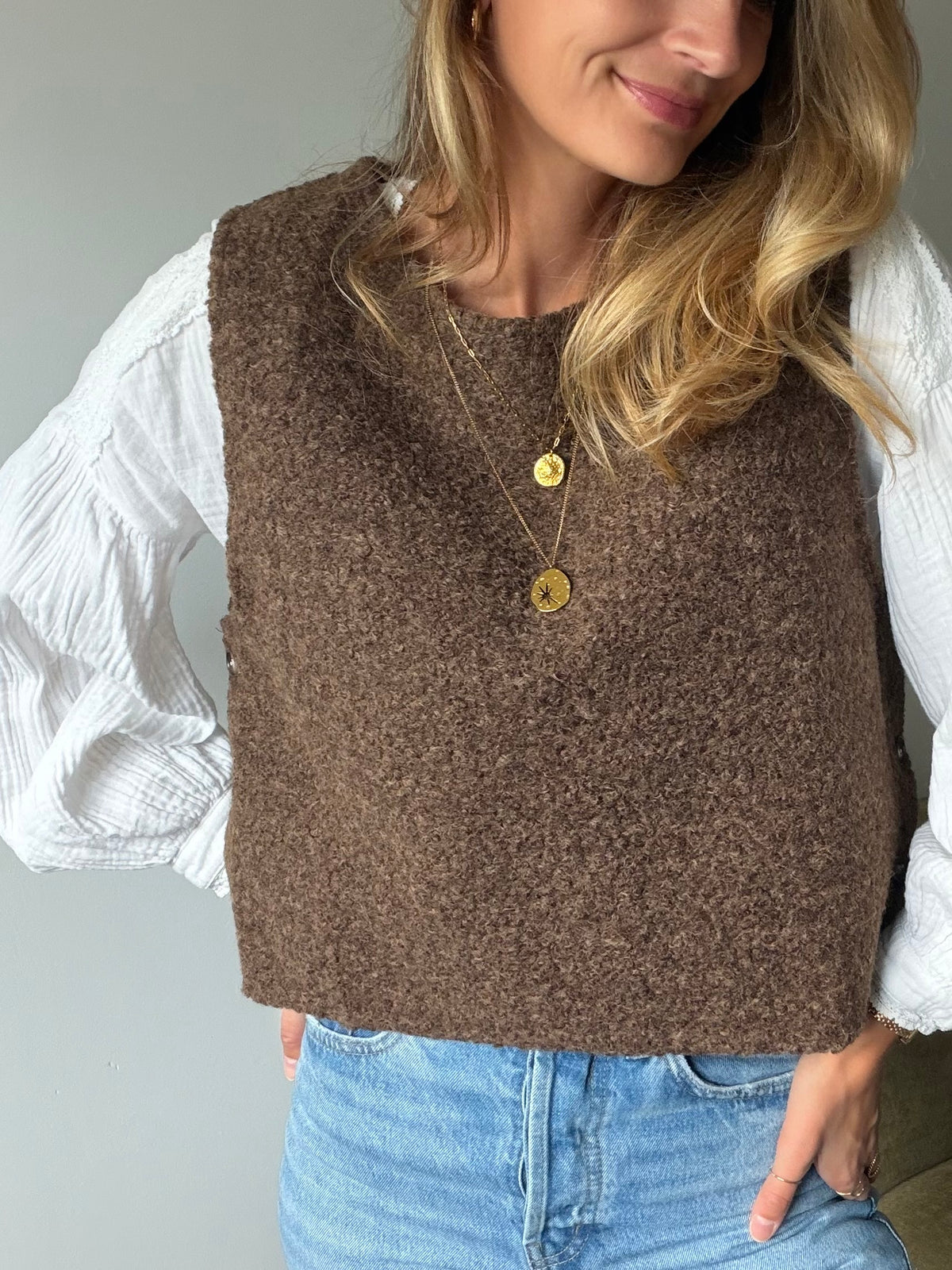 Pull sans manches CLÉO - Marron