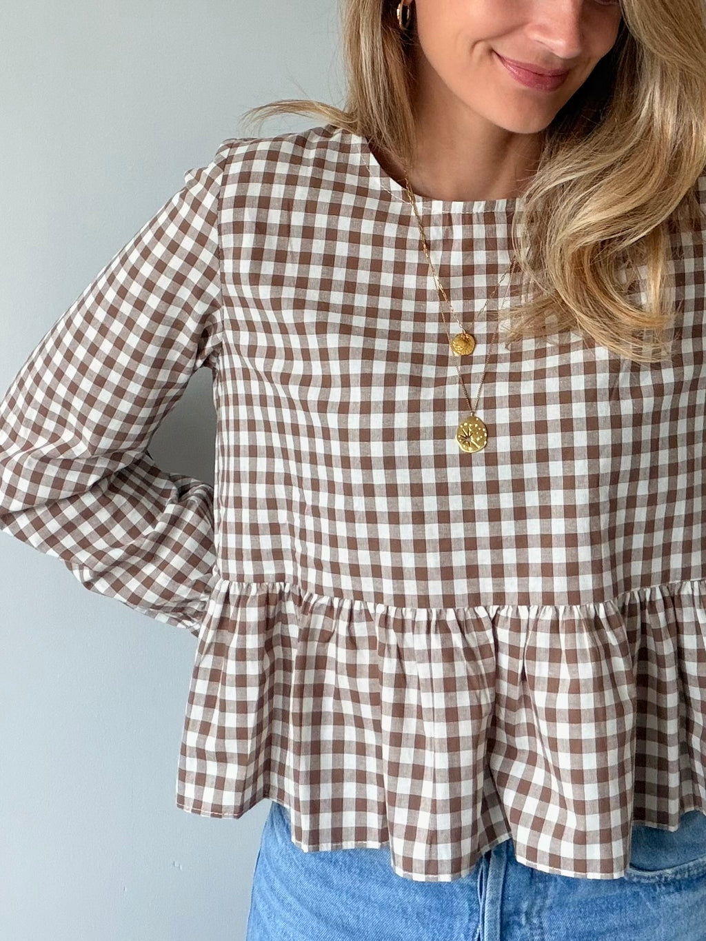 Blouse OLIVIA - Vichy marron