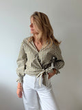 Blouse CÉLESTE - Vichy Olive & Blanc
