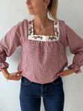 Blouse DIANE - Vichy rouge & blanc cassé