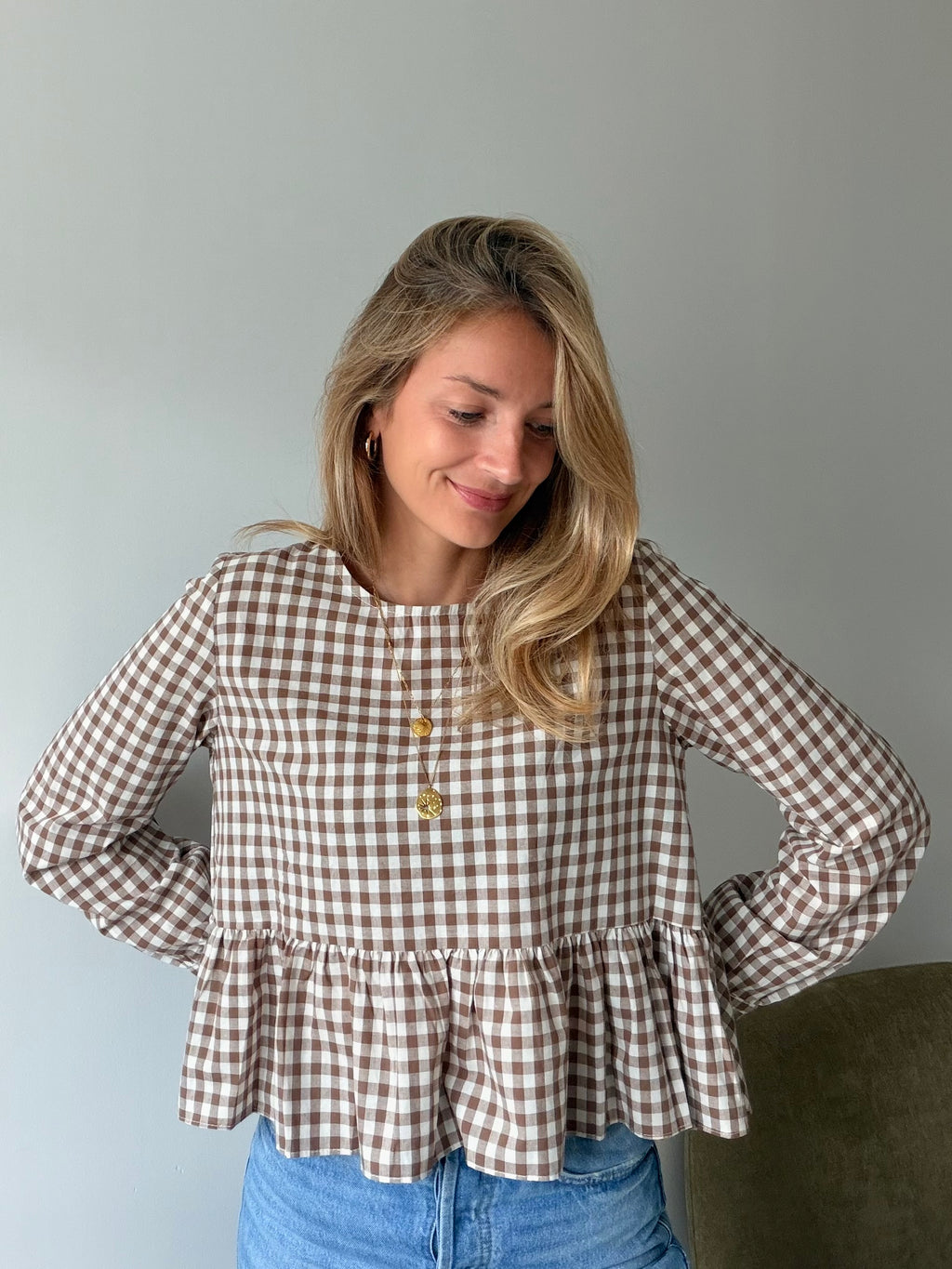 Blouse OLIVIA - Vichy marron
