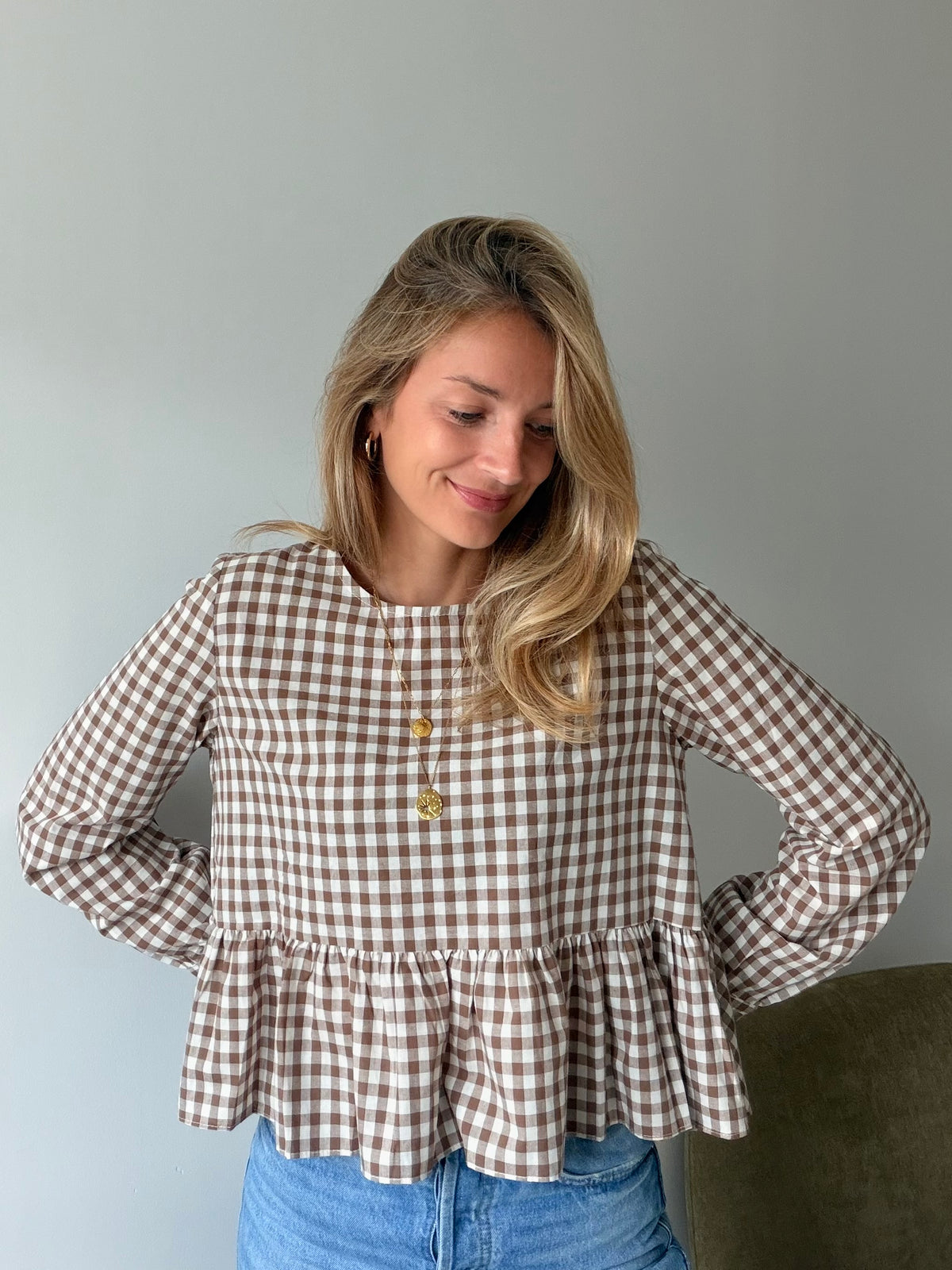 Blouse OLIVIA - Vichy marron