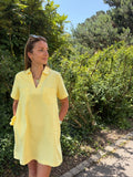Robe LÉONIE jaune beurre col polo manches courtes 100% coton – Marcelle Ouest