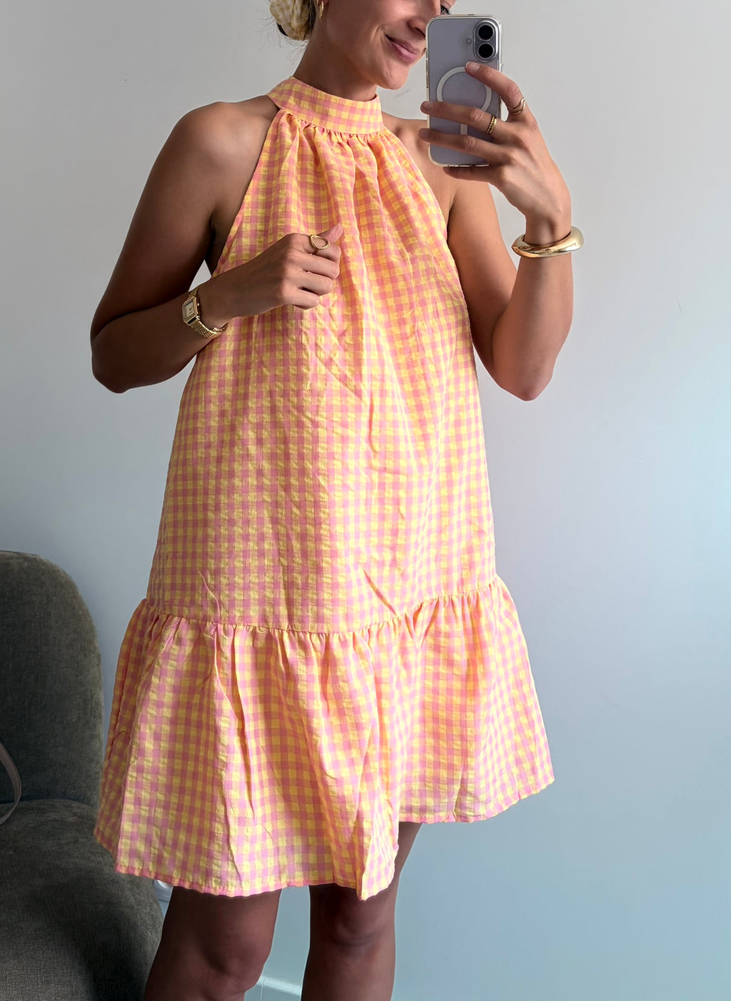 Robe PAULA - Vichy Rose & Jaune