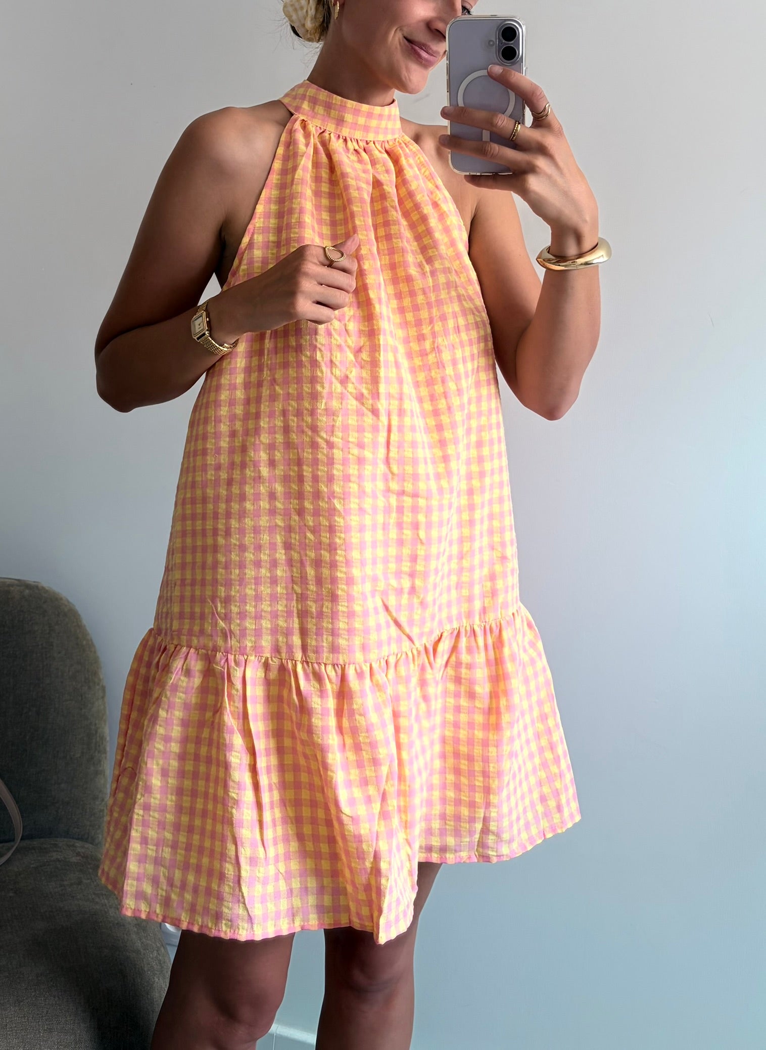 Robe PAULA - Vichy Rose & Jaune