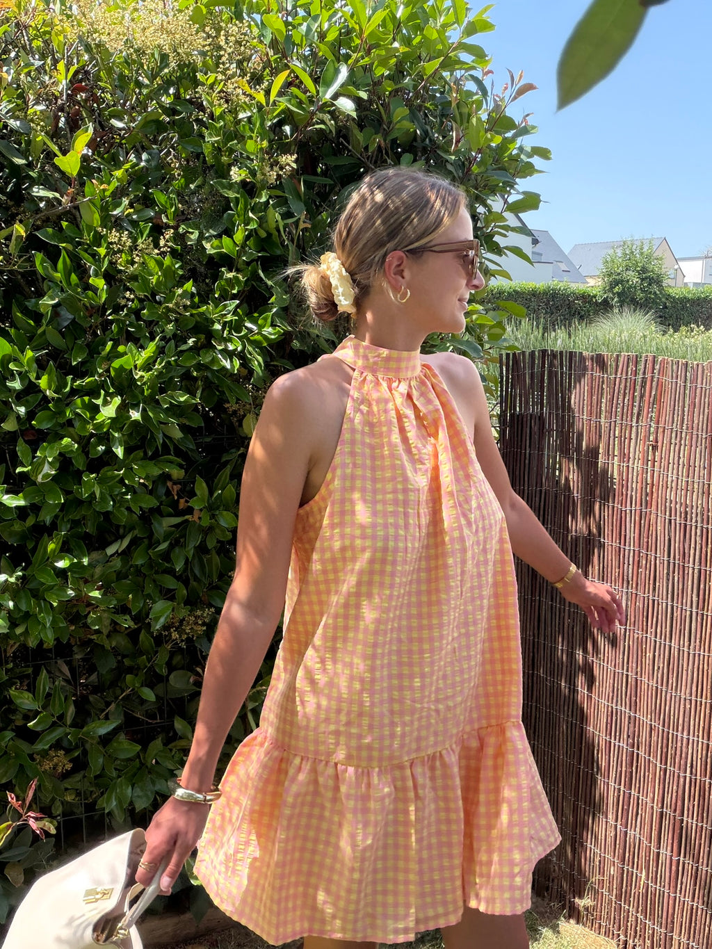 Robe PAULA - Vichy Rose & Jaune
