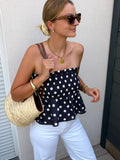 Top bustier COLETTE - Pois marine & blanc