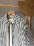 Veste rayée marine et blanc JEANNE col arrondi boutons dorés – Marcelle Ouest