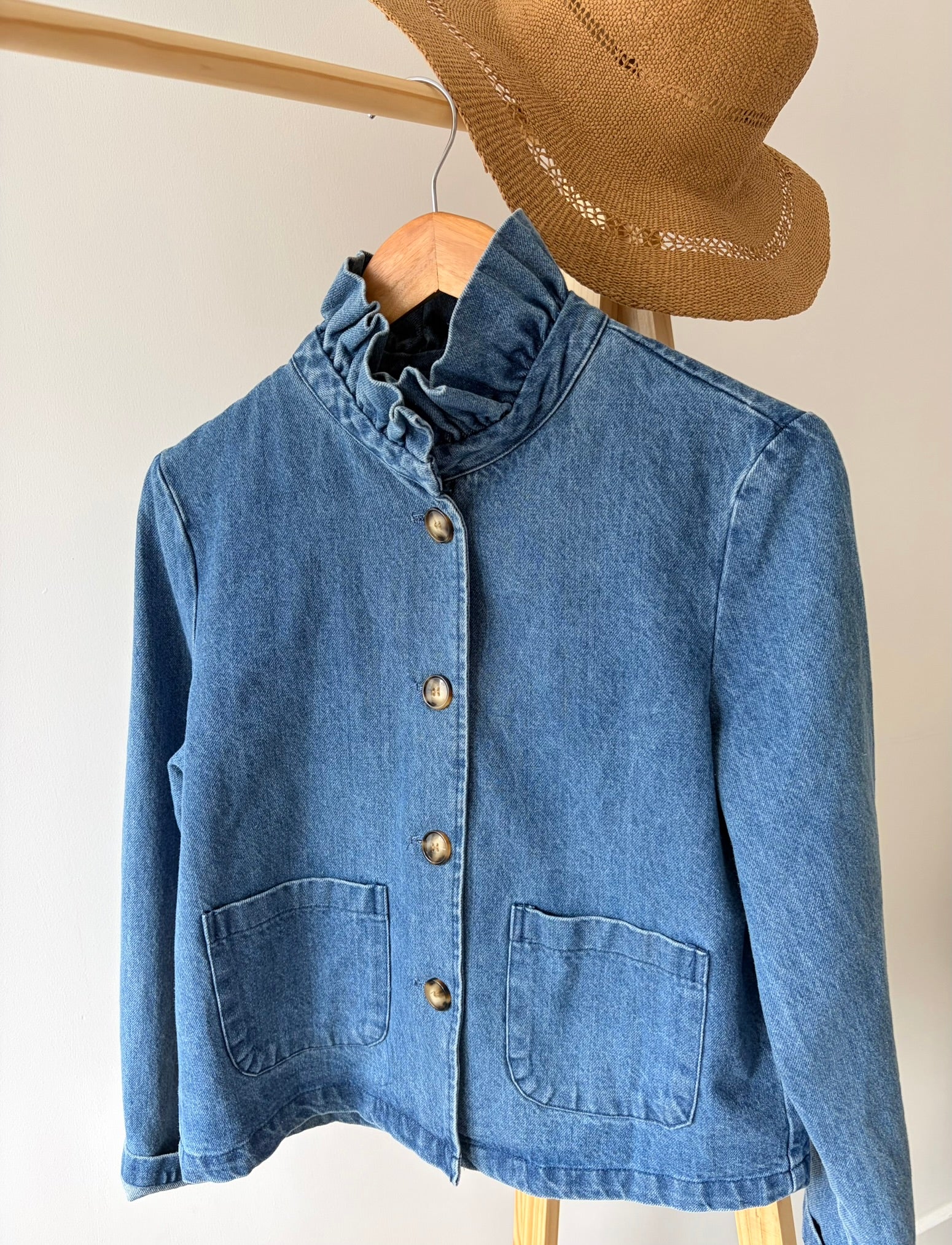 Veste en denim col victorien - SUZANNE